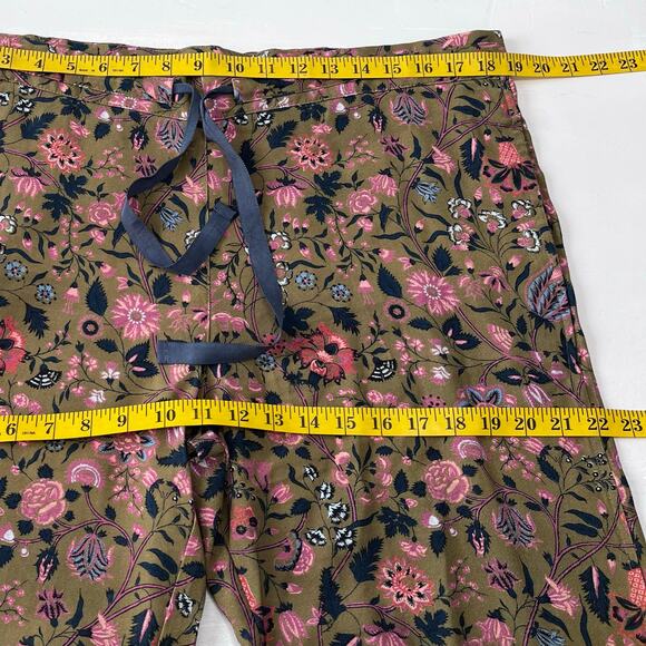 Sundance Madora Pants Womens Size M Olive Green Multi Floral Print Drawstring - Picture 15 of 16